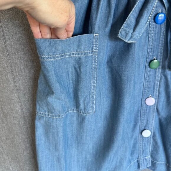 Anthropologie Maeve Blue Sleeveless Button Front Knee Length Midi Dress Size 2 - Picture 5 of 15